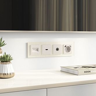 W1183013 ТВ-розетка оконечная, перламутровый рифленый Werkel, 4690389161100