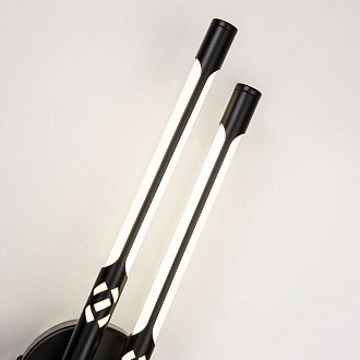 Бра Favourite Wand 4098-2W, D70*W100*H360, каркас матового черного цвета с декоративными узорными элементами, белые акриловые рассеиватели