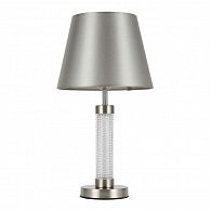 Настольная лампа F-Promo Velum 2906-1T, D300*H550, никеля, плафон из серой атласной ткани, декоративный стеклянный элемент