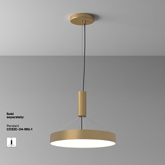 Накладной светильник 40*40*6 см, LED, 45W, 4000К, Maytoni Technical Zon C032CL-45W4K-RD-MG золото матовое