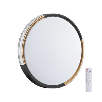 Cветильник 49*6 см, LED 72W, 3000-6000 К, IP43, белый/черный/золотистый, пластик Sonex Velio, 7629/EL