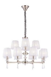 Люстра Ø800 x H550(1500), мм, 12*40W (480W), NICKEL (Никель) NewRgy 8902/8+4NK NICKEL