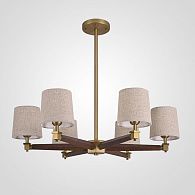 Люстра на штанге Jorgenson D85 Beige/Dark wood 85*85*60 см, 6*E27*60W, ImperiumLoft STAVRA01, Тёмное дерево, Золотистый