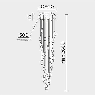 Подвесная люстра 60*60*260 см, LED 100W, 4000K, Золото MODELUX ML.88986.25 GD