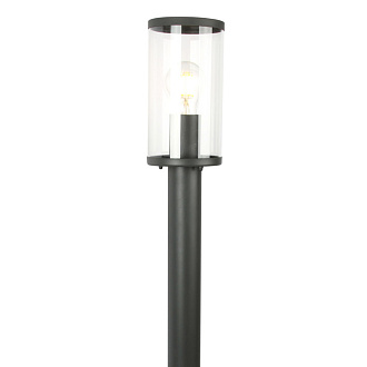 Уличный светильник Favourite Lukturis 3038-1T, L112*W112*H650, Каркас черного цвета, плафон из закаленного прозрачного стекла, IP44