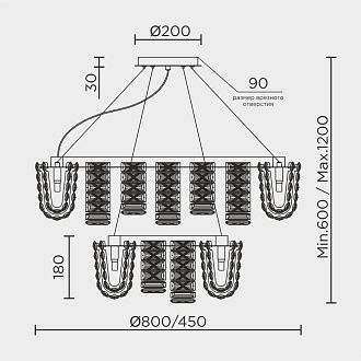 Подвесная люстра 45*80*60/120 см, 36xG9 MODELUX ML.755.36 CR хром