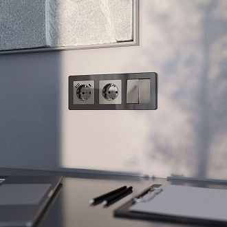 W1171044 Розетка с заземлением, графит акрил Werkel, 4690389197505