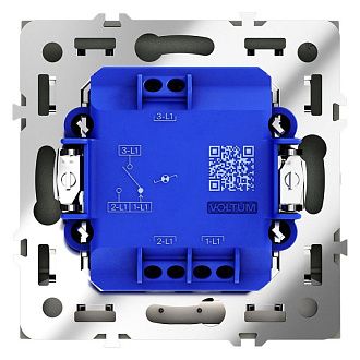 Проходной переключатель встраиваемый Voltum S70 одноклавишный с подсветкой 10А, титан пластик Soft touch VLS010406