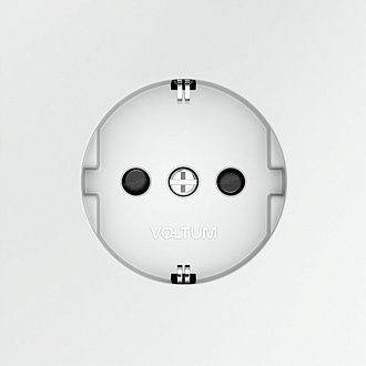 Розетка встраиваемая Voltum S70 с заземлением и защитными шторками, 16А, белый матовый пластик Soft touch VLS040202
