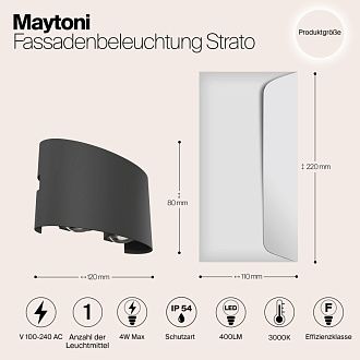 Светодиодный светильник 12 см, 4W, 3000K, Maytoni Strato O417WL-L4GR3K, серый