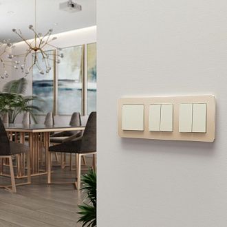 W1122062 Выключатель двухклавишный проходной, айвори матовый Werkel, 4690389184697