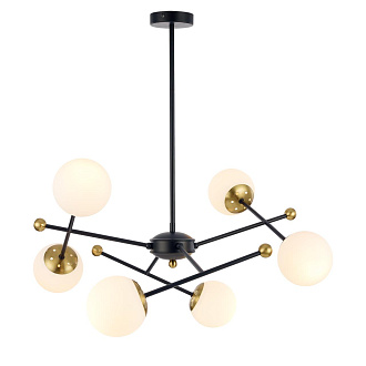 Люстра потолочная 73*73 см, 6*E14 Lumion Melody 6581/6 черный, золотой