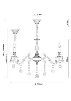 Люстра *70*100 см, 8*E14*60W, Lucia Tucci Firenze FIRENZE 141.8 antique, бронзовый