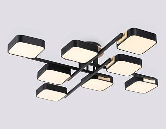 Люстра светодиодная на штанге 96*96*16- см, **W, 3000-6000K, Ambrella Light Comfort FL4890, черный, дерево