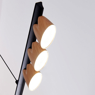 Подвесная люстра 135*7*161 см, 48W, Favourite Interline 4266-10P матовый черный, прозрачный акрил с узором, текстура дерева