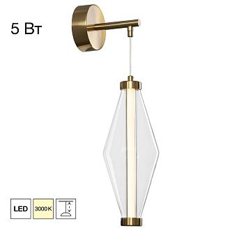 Бра 18*12*42-50 см, *LED*5W, 3000K, Citilux Tanna CL253310, Латунь