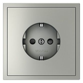 Розетка встраиваемая Voltum S70 с заземлением и защитными шторками, 16А, сталь пластик Soft touch VLS040205