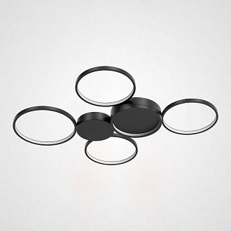 Потолочный светильник TWINE 5 rings Black 69*69*7,5 см, 5*LED*15W, ImperiumLoft TWINE01, Чёрный