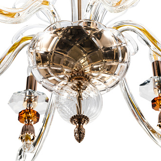 Люстра 70 см, Crystal Lux CATARINA SP6 V2 GOLD/TRANSPARENT-COGNAC Золотой/Прозрачный