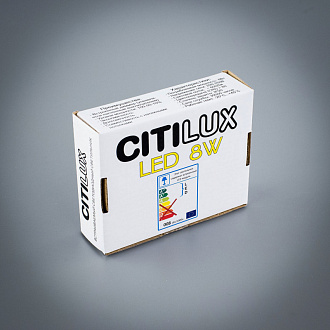 Светильник, 9 см, 8W, 3000K, хром, теплый свет, Citilux Омега CLD50R081, LED, встраиваемый светодиодный