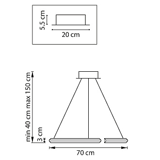 Люстра подвесная 70*40/150 см, 40W 3000K Lightstar Virata 814213 Золото