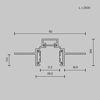 Шинопровод НИЗКОПРОФИЛЬНЫЙ 200 см магнитный встраиваемый Maytoni Exility TRXM034-422W, белый