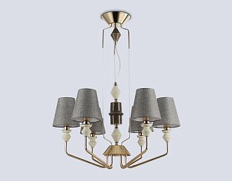 Подвесная люстра с абажурами **126- см, 6*E14*40W, K, Ambrella Light High Light LH75401, золото