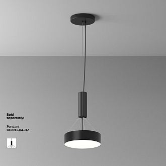 Накладной светильник 22*22*6 см, LED, 24W, 4000К, Maytoni Technical Zon C032CL-24W4K-RD-B черный