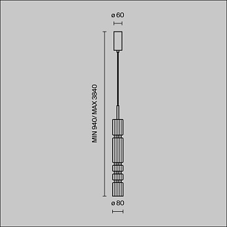 Подвесной светильник 8*8*384 см, LED, 12W, 3000К, Maytoni Ordo MOD272PL-L12B3K черный