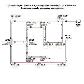Соединитель Т правый внешний с токопроводом трехфазный Novotech 135054, белый