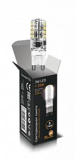 107709103 Лампа Gauss G9 AC150-265V 3W 230lm 2700K силикон LED 1/10/200