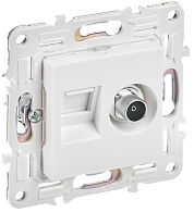 SKANDY Розетка двойная TV+RJ45 кат.6E SK-A15W арк. бел. IEK, SK-AK20-2-K01