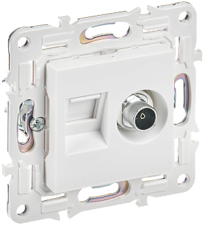 SKANDY Розетка двойная TV+RJ45 кат.6E SK-A15W арк. бел. IEK, SK-AK20-2-K01