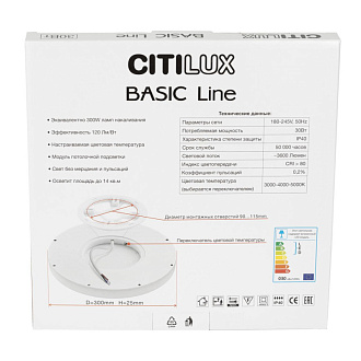Светильник накладной 30*2,5 см, LED 30W*Мульти Citilux CL738240VL Бейсик Лайн Белый 