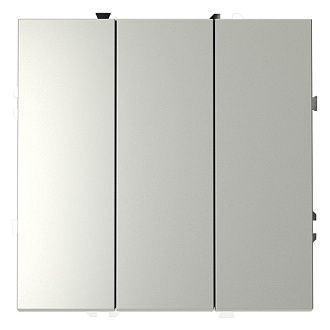 Выключатель встраиваемый Voltum S70 трехклавишный 10А, сталь пластик Soft touch VLS030105