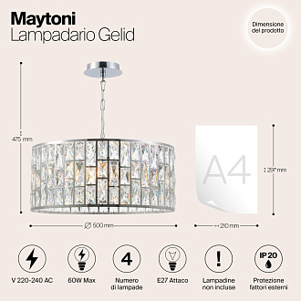 Светильник подвесной Maytoni Gelid MOD184-PL-04-CH, диаметр 50 см, хром