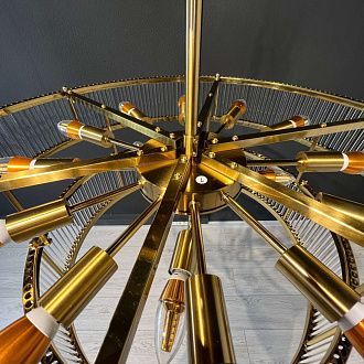 Люстра на штанге RH Marais Round Chandelier D100 100*100*30 см, 14*E14*40W, ImperiumLoft 40.2668, Латунь