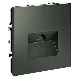 Розетка компьютерная встраиваемая Voltum S70 RJ45 кат.6, титан пластик Soft touch VLS060106