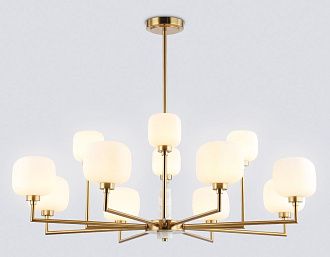 Люстра на штанге с мрамором **32,5-68 см, 12*G9*40W, K, Ambrella Light High Light LH53019, латунь