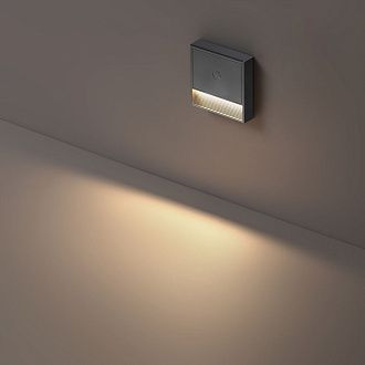 Подсветка для лестниц 0,4W, 3000К с датчиком движения, аккумулятор Novotech Over Vespera 1000mAh Li-ion 359710, серый