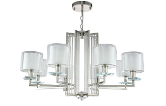 Люстра 86 см, Crystal Lux NICOLAS SP-PL8 NICKEL/WHITE никель/прозрачный
