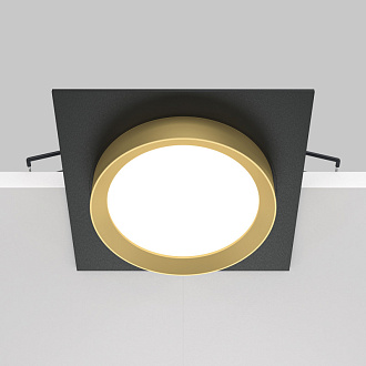 Светильник 11 см, Maytoni Downlight Hoop DL086-GX53-SQ-BG, черный-золото, вр 9,5 см