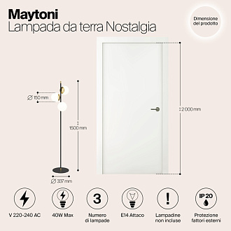 Светильник 150 см, Maytoni Nostalgia MOD048FL-03G, черный-золото