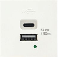 Donel USB зарядное устройство, 4.2A , Type A + C, 2 мод., бел. (45х45мм), DUSB4200WCF