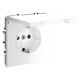 Розетка встраиваемая Voltum S70 с заземлением, защитными шторками и крышкой 16А, белый  пластик  VLS040301