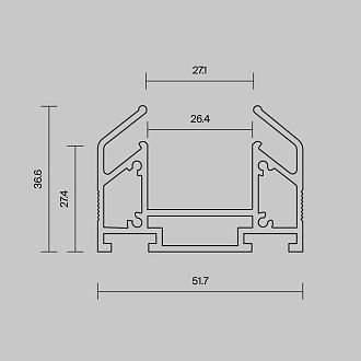 Профиль для монтажа Exility mini в натяжной ПВХ потолок , 2м 200*5*-4 см, *Maytoni Technical  TRAM034MP-212S, Серебро