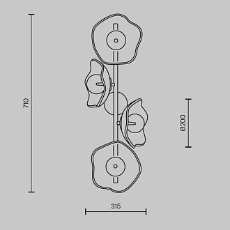 Бра 19,5*31,5*71 см, 4 G9*28W Miracle MOD207WL-04BS Maytoni, Латунь