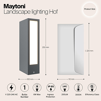 Светодиодный светильник 25 см, 6W, 3000K, Maytoni Hof O422FL-L6GF, графит