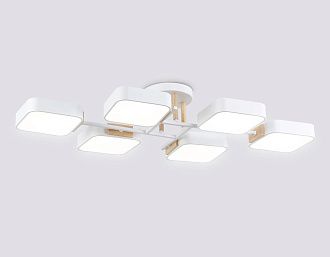 Люстра светодиодная на штанге 85*43*14- см, **W, 3000-6000K, Ambrella Light Comfort FL4886, белый, дерево