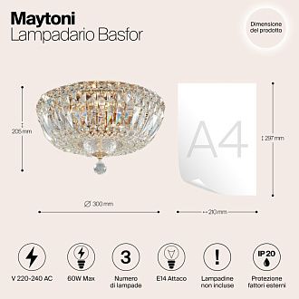Хрустальная Люстра диаметр 31 см Maytoni DIA100-CL-03-G Royal gold (золото)